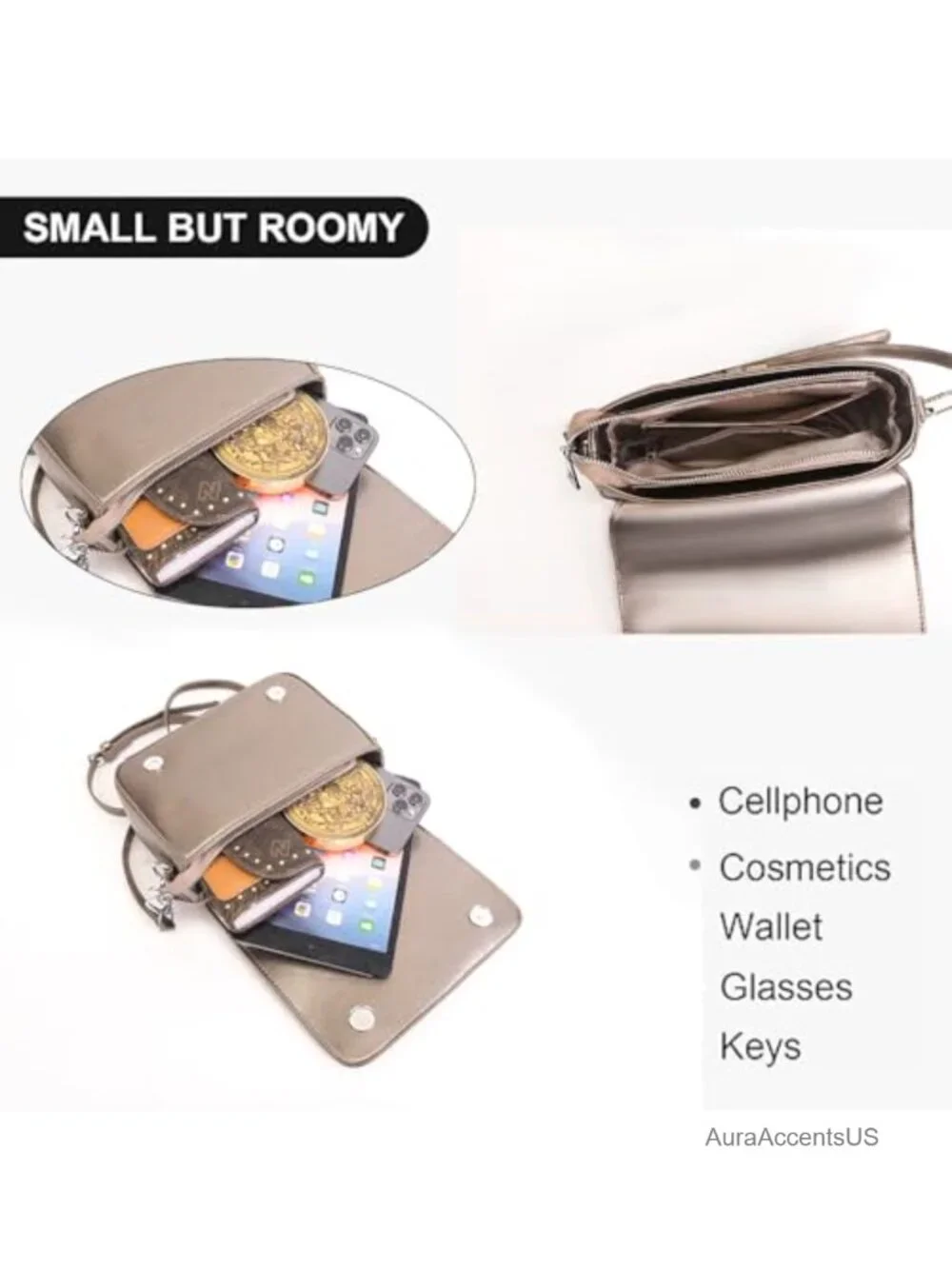 Leather Satchel Bag with Chain Strap Crossbody Shoulder Bag Rivet Details